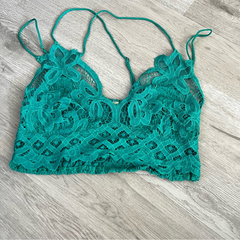 Free people Adella Teal Lace crop top Bralette - Picture 2 of 3
